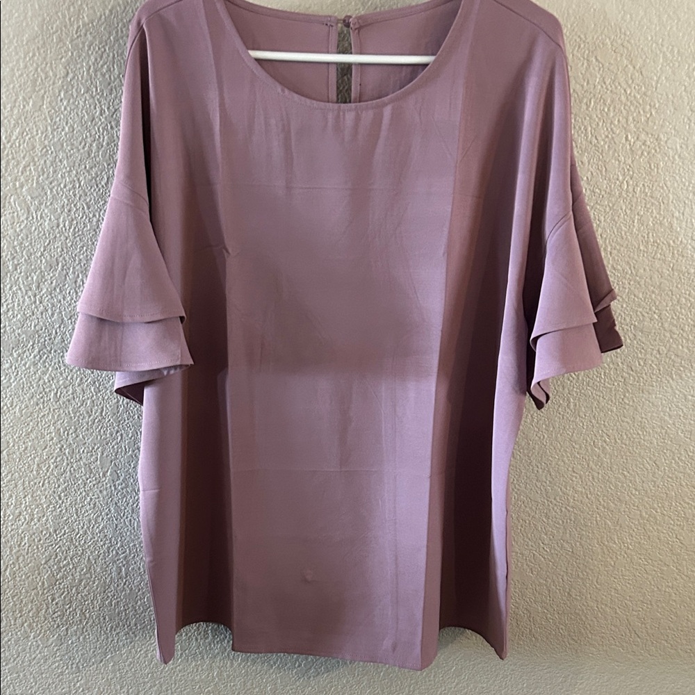 Relaxed Ruffle Sleeve Women’s Top — Dusty Mauve